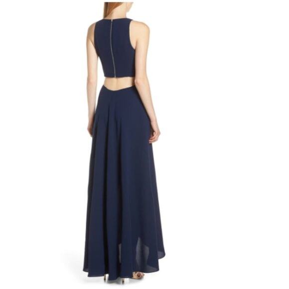Ali & Jay Navy Cut Out Maxi Evening Dress Size XL NEW formal hight low gown blue - Picture 2 of 8